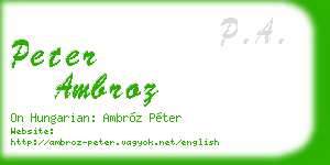 peter ambroz business card